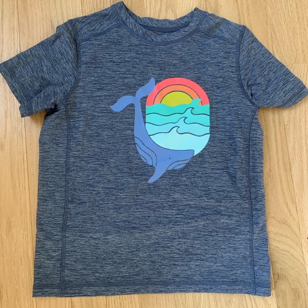 Hanna Andersson Whale Sunrise SPF Short Sleeve Shirt Size Small 6/7
